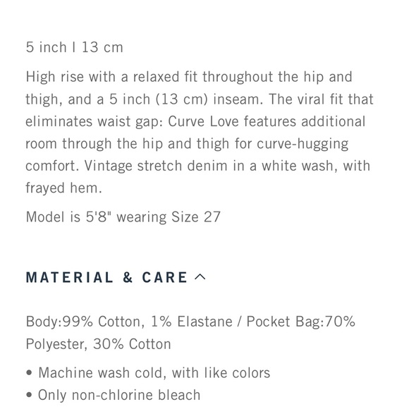 A&F ♥︎Curve LOVE high rise dad Short ᴡʜɪᴛᴇ size 32/14 - Picture 9 of 9